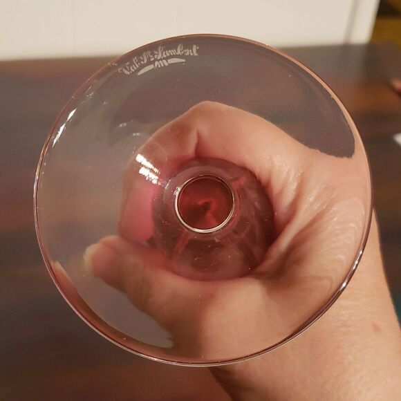 Vintage Beautiful Val St Lambert Cranberry Glass Flower Bud Vase Clear Base - Picture 6 of 9